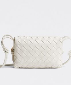 Replica Bottega Veneta Loop Mini Bag In White Intrecciato Lambskin 2