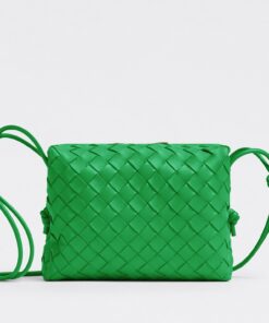 Replica Bottega Veneta Loop Small Bag In Green Intrecciato Lambskin