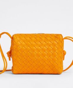 Replica Bottega Veneta Loop Small Bag In Orange Intrecciato Lambskin