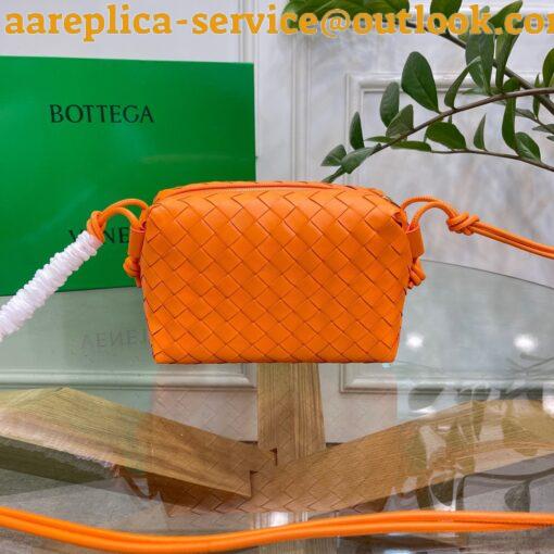 Replica Bottega Veneta Loop Small Bag In Orange Intrecciato Lambskin 3