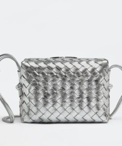 Replica Bottega Veneta Loop Small Bag In Silver Intrecciato Lambskin 2