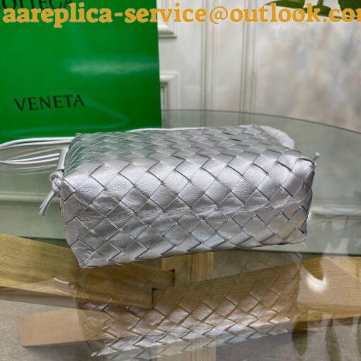 Replica Bottega Veneta Loop Small Bag In Silver Intrecciato Lambskin 4