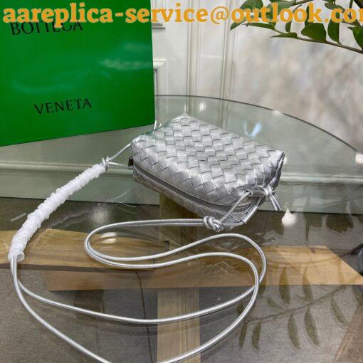 Replica Bottega Veneta Loop Small Bag In Silver Intrecciato Lambskin 6