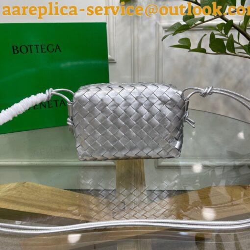 Replica Bottega Veneta Loop Small Bag In Silver Intrecciato Lambskin 10