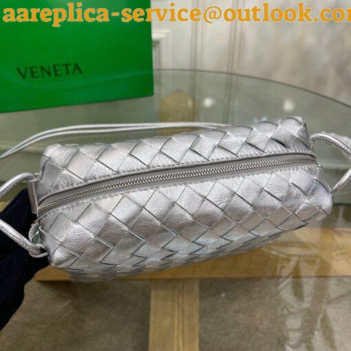 Replica Bottega Veneta Loop Small Bag In Silver Intrecciato Lambskin 11