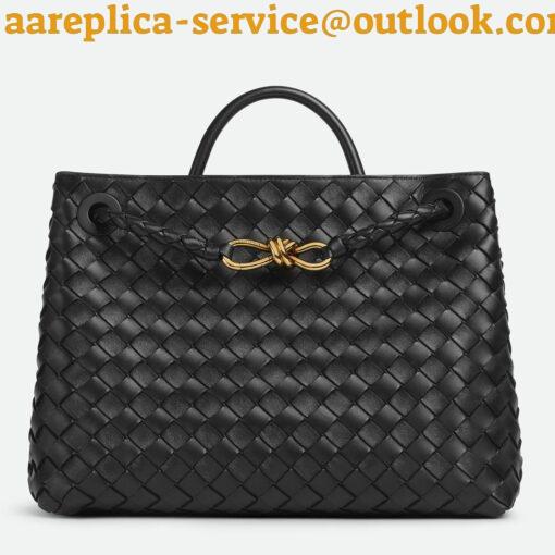 Replica Bottega Veneta Medium Andiamo Bag In Black Intrecciato Lambskin 4