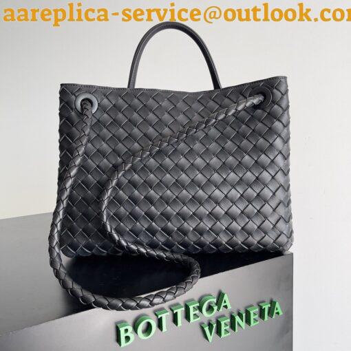 Replica Bottega Veneta Medium Andiamo Bag In Black Intrecciato Lambskin 5