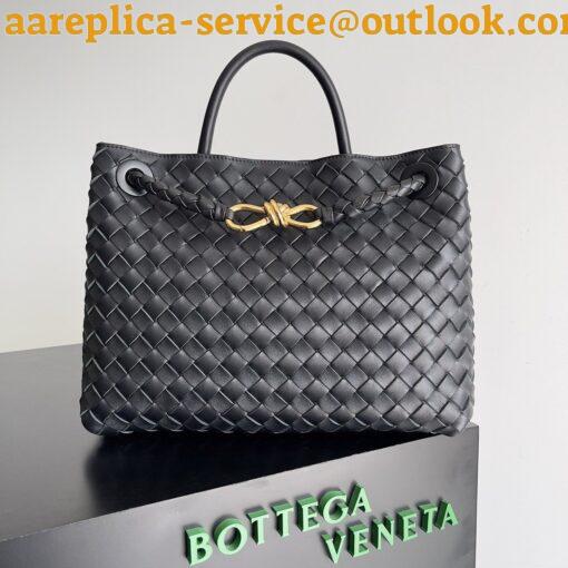 Replica Bottega Veneta Medium Andiamo Bag In Black Intrecciato Lambskin 6