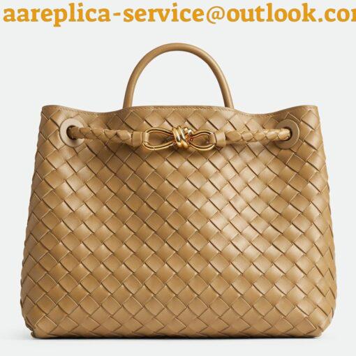 Replica Bottega Veneta Medium Andiamo Bag In Praline Intrecciato Lambskin