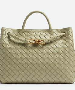 Replica Bottega Veneta Medium Andiamo Bag In Travertine Intrecciato Lambskin