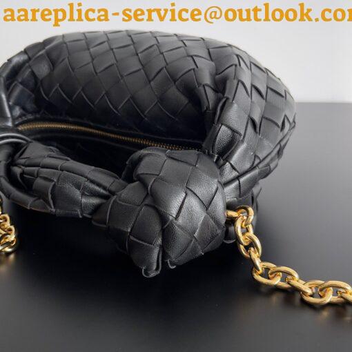 Replica Bottega Veneta Mini Jodie Chain Bag In Black Intrecciato Lambskin 3