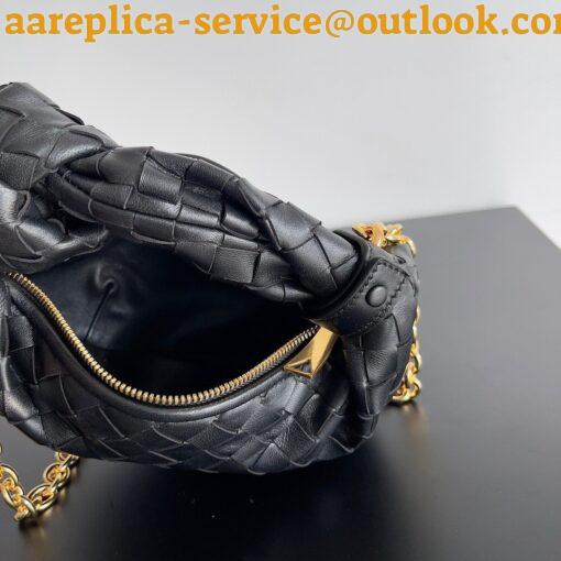 Replica Bottega Veneta Mini Jodie Chain Bag In Black Intrecciato Lambskin 4