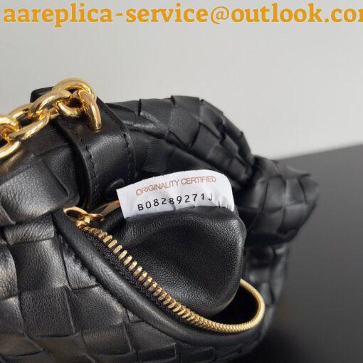 Replica Bottega Veneta Mini Jodie Chain Bag In Black Intrecciato Lambskin 10