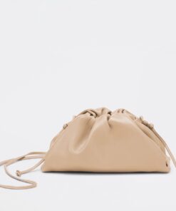 Replica Bottega Veneta Mini Pouch with Strap in Almond Calfskin