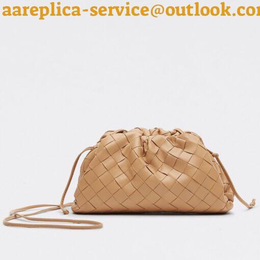 Replica Bottega Veneta Mini Pouch with Strap in Almond Intrecciato Lambskin