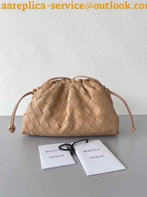 Replica Bottega Veneta Mini Pouch with Strap in Almond Intrecciato Lambskin 4