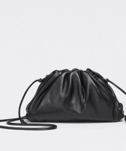 Replica Bottega Veneta Mini Pouch with Strap in Black Calfskin