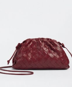 Replica Bottega Veneta Mini Pouch with Strap in Bordeaux Intrecciato Lambskin