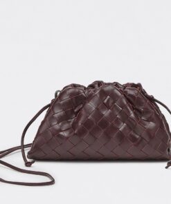 Replica Bottega Veneta Mini Pouch with Strap in Grape Intrecciato Lambskin