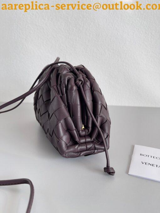 Replica Bottega Veneta Mini Pouch with Strap in Grape Intrecciato Lambskin 6