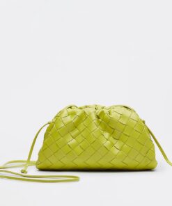 Replica Bottega Veneta Mini Pouch with Strap in Kiwi Intrecciato Lambskin 2