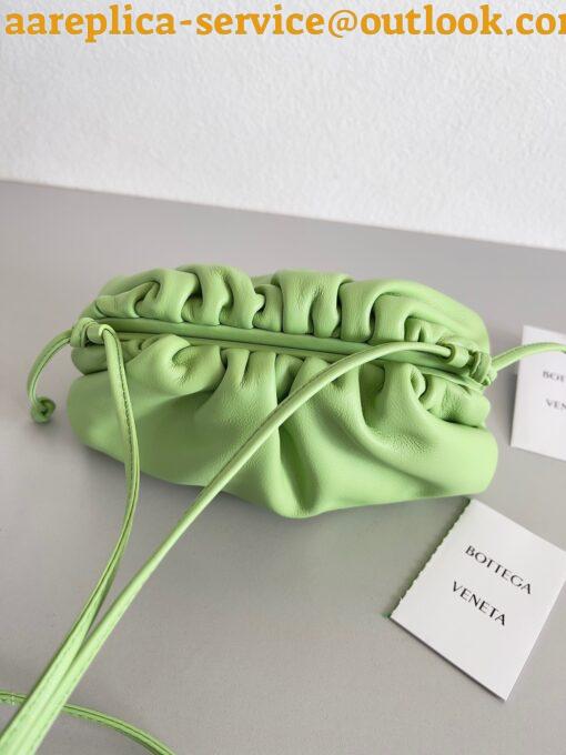 Replica Bottega Veneta Mini Pouch with Strap in Pistachio Calfskin 11