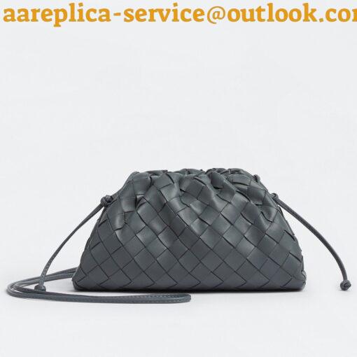 Replica Bottega Veneta Mini Pouch with Strap in Thunder Intrecciato Lambskin 4