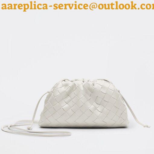 Replica Bottega Veneta Mini Pouch with Strap in White Intrecciato Lambskin