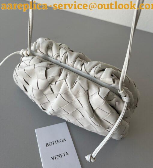 Replica Bottega Veneta Mini Pouch with Strap in White Intrecciato Lambskin 4