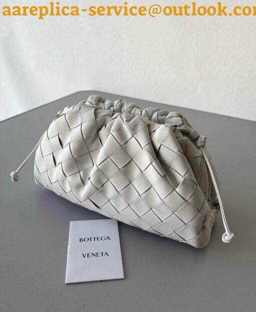 Replica Bottega Veneta Mini Pouch with Strap in White Intrecciato Lambskin 10