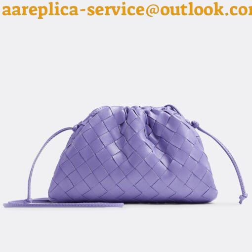 Replica Bottega Veneta Mini Pouch with Strap in Wisteria Intrecciato Lambskin 6