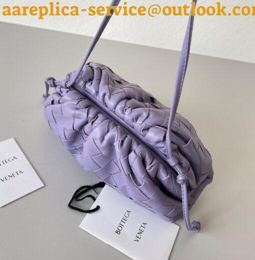 Replica Bottega Veneta Mini Pouch with Strap in Wisteria Intrecciato Lambskin 10