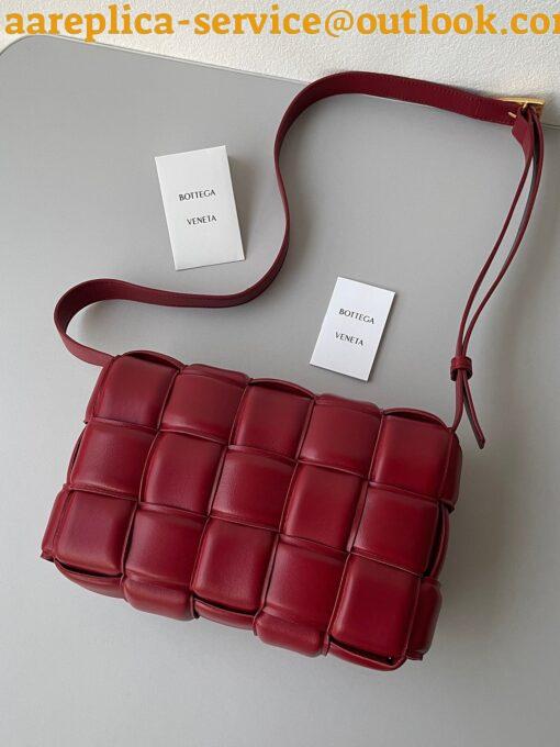 Replica Bottega Veneta Padded Cassette Bag In Dark Red Intrecciato Lambskin 4