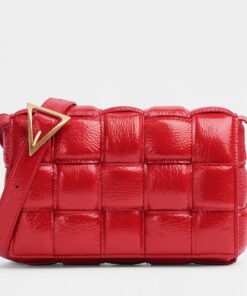 Replica Bottega Veneta Padded Cassette Bag In Red Intrecciato Deerskin