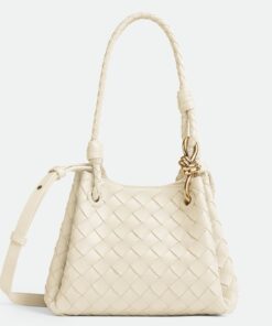 Replica Bottega Veneta Parachute Small Bag in White Intrecciato Lambskin