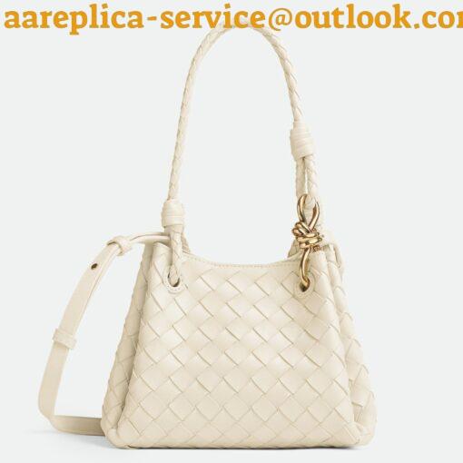 Replica Bottega Veneta Parachute Small Bag in White Intrecciato Lambskin