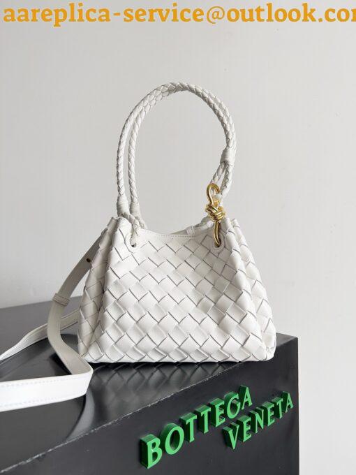 Replica Bottega Veneta Parachute Small Bag in White Intrecciato Lambskin 14