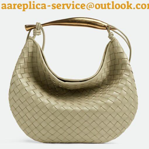 Replica Bottega Veneta Sardine Medium Bag in Travertine Intrecciato Lambskin 12