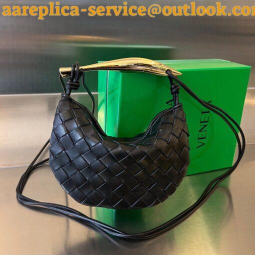 Replica Bottega Veneta Sardine Mini Bag In Black Intrecciato Lambskin 3