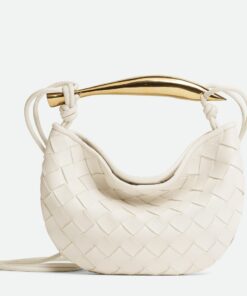 Replica Bottega Veneta Sardine Mini Bag In White Intrecciato Lambskin