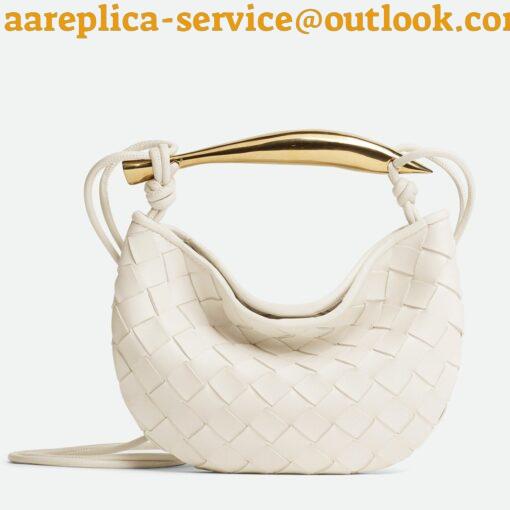 Replica Bottega Veneta Sardine Mini Bag In White Intrecciato Lambskin