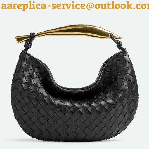 Replica Bottega Veneta Sardine Small Bag In Black Intrecciato Lambskin 3