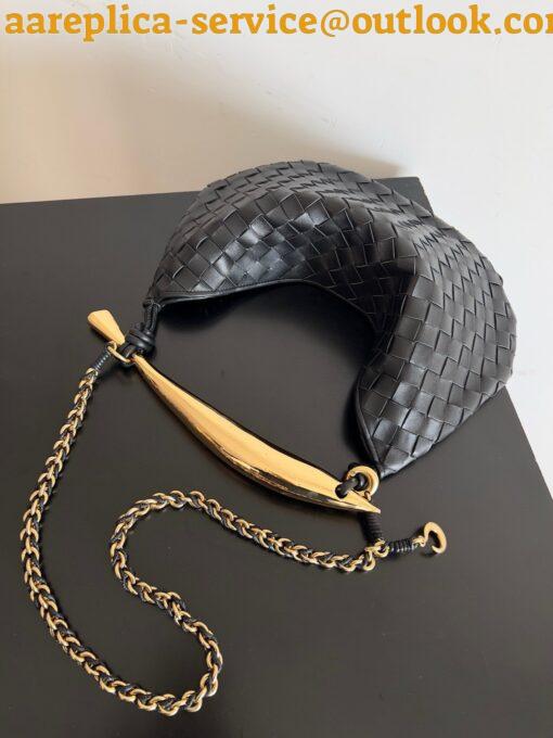 Replica Bottega Veneta Sardine Small Bag with Chain in Black Lambskin 7