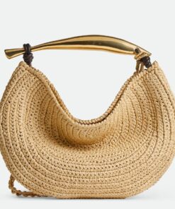 Replica Bottega Veneta Sardine Small Bag with Chain in Natural Raffia