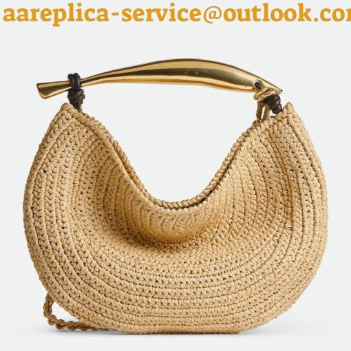 Replica Bottega Veneta Sardine Small Bag with Chain in Natural Raffia