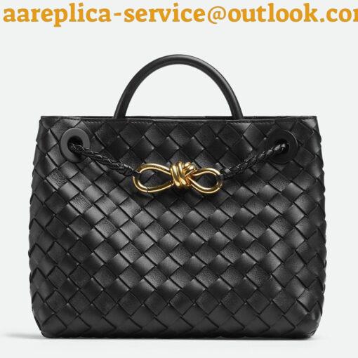 Replica Bottega Veneta Small Andiamo Bag In Black Intrecciato Lambskin