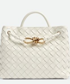 Replica Bottega Veneta Small Andiamo Bag In White Intrecciato Lambskin