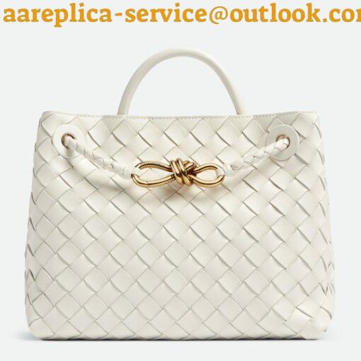 Replica Bottega Veneta Small Andiamo Bag In White Intrecciato Lambskin