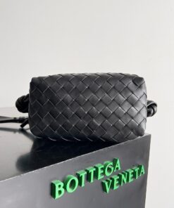 Replica Bottega Veneta Small Loop Crossbody Bag In Black Intrecciato Lambskin 2