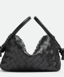 Replica Bottega Veneta Small Loop Crossbody Bag In Black Intrecciato Lambskin